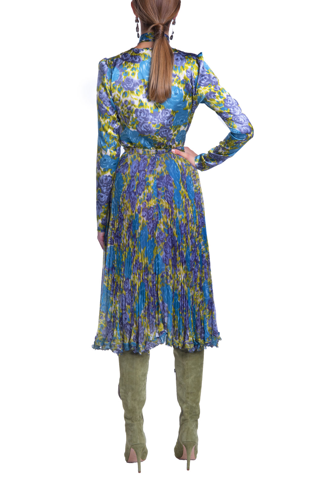 Gonna plissettata in chiffon di seta stampato