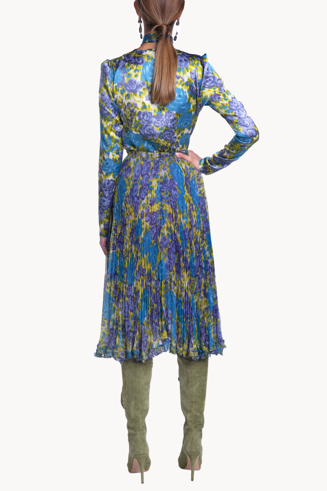 Printed Silk Chiffon Plissé Skirt