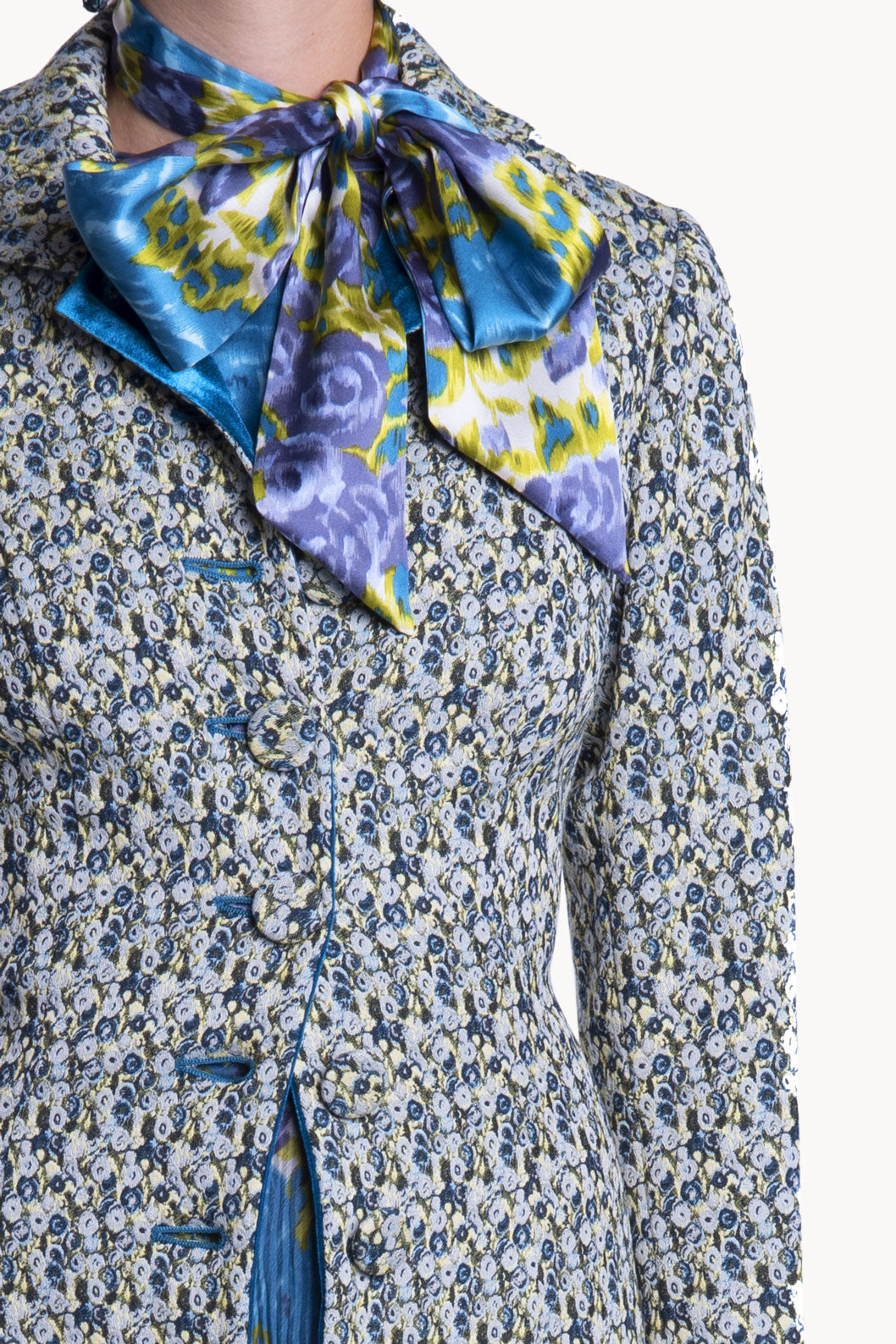 Micro Floral Jacquard Coat