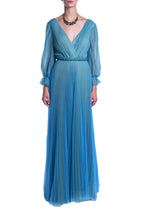 Abito maxi in tulle plissettato