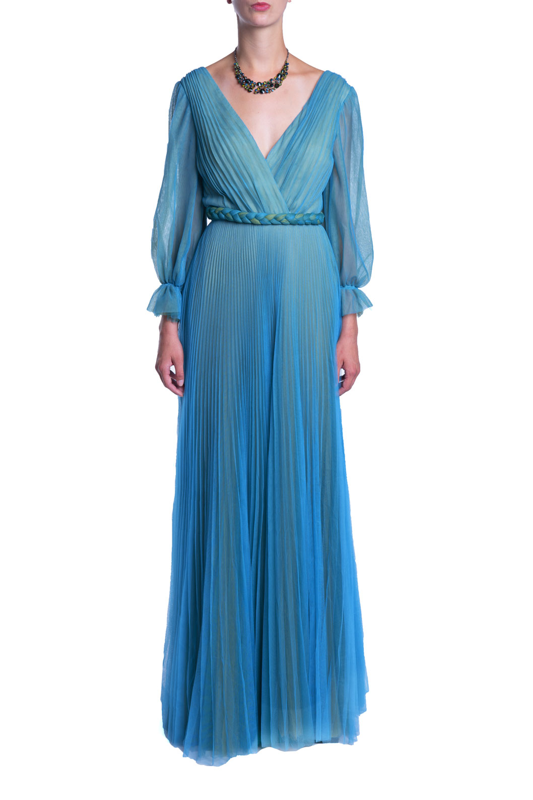 Abito maxi in tulle plissettato