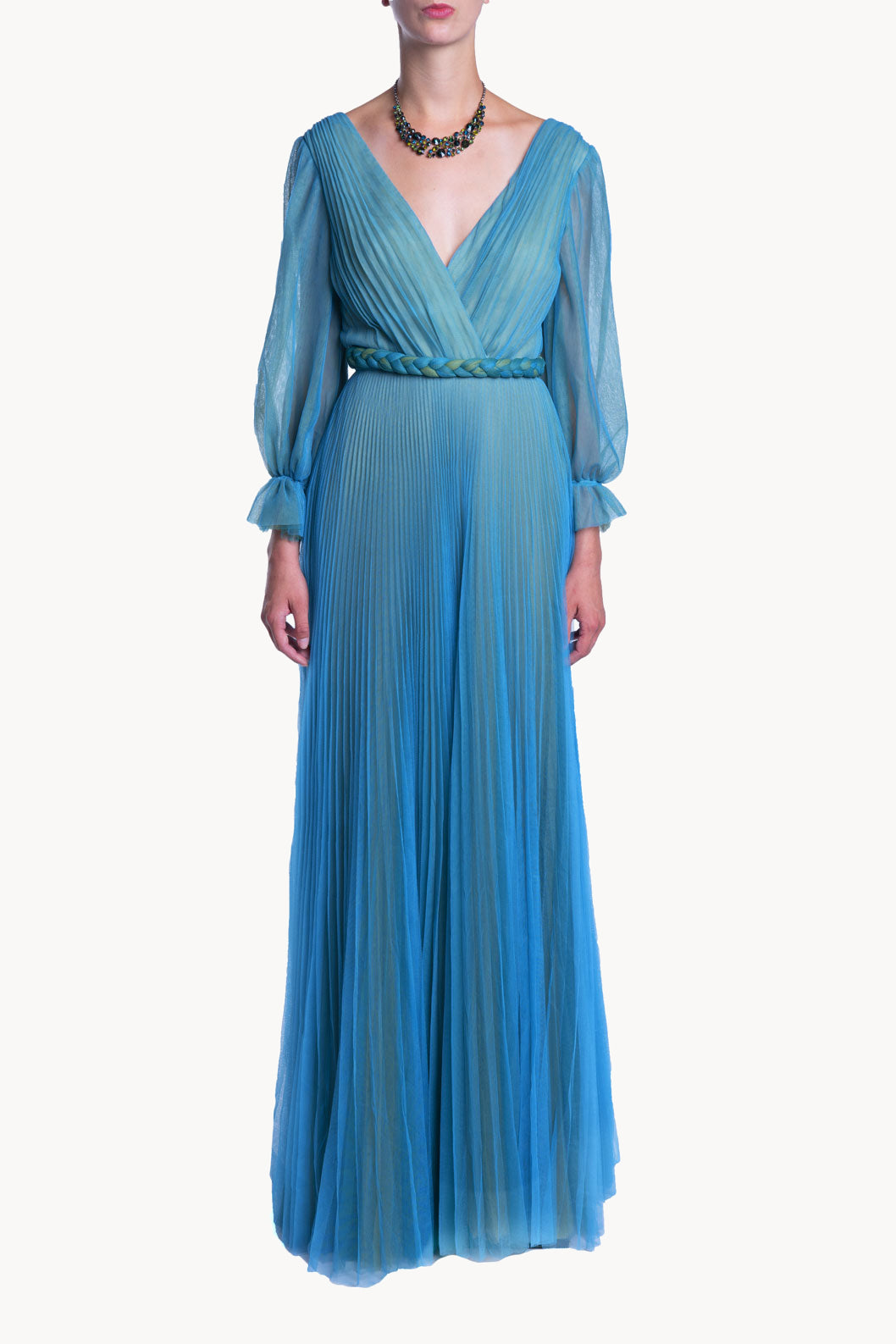 Abito maxi in tulle plissettato