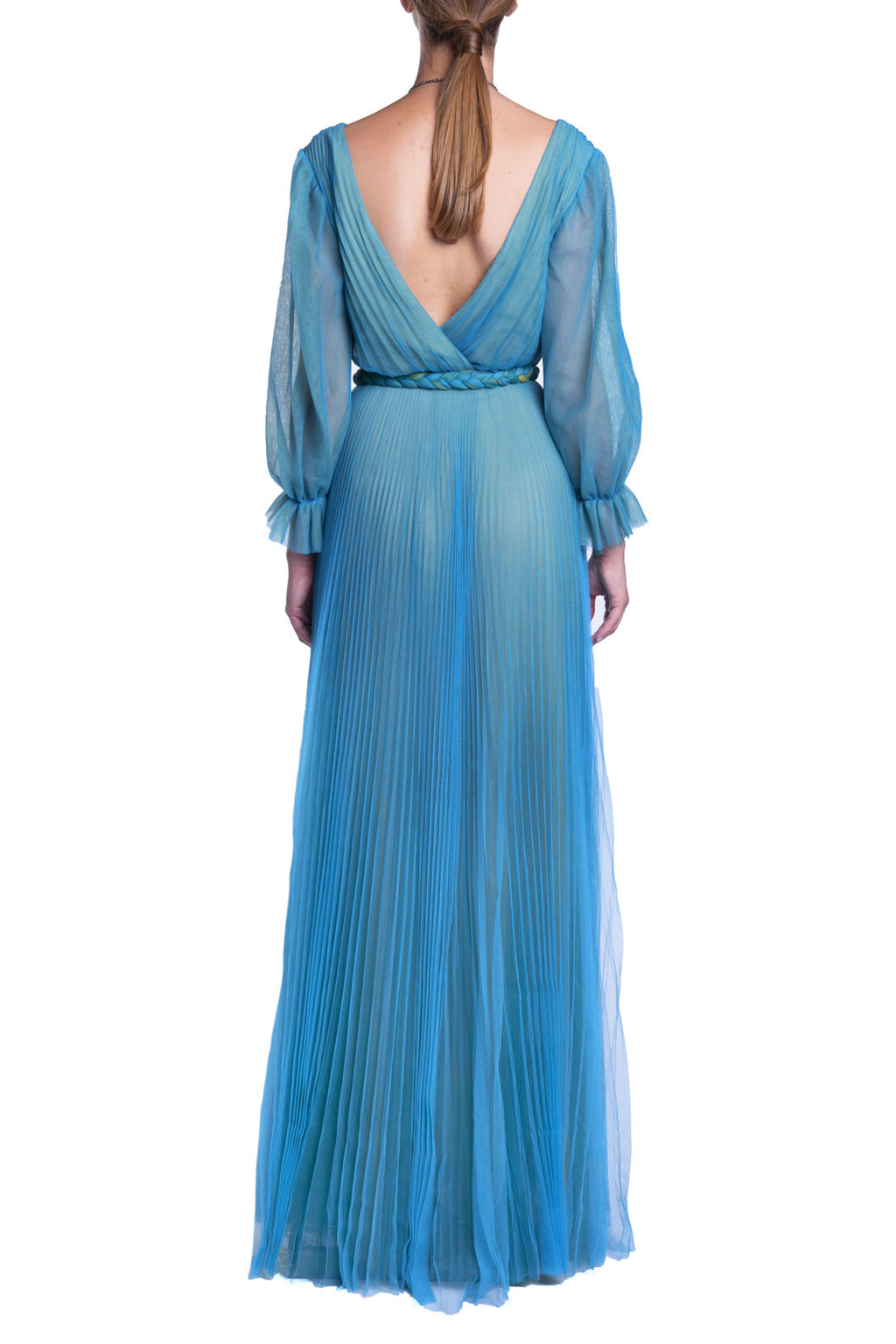 Abito maxi in tulle plissettato