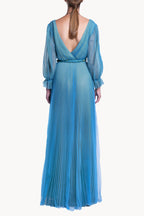 Abito maxi in tulle plissettato