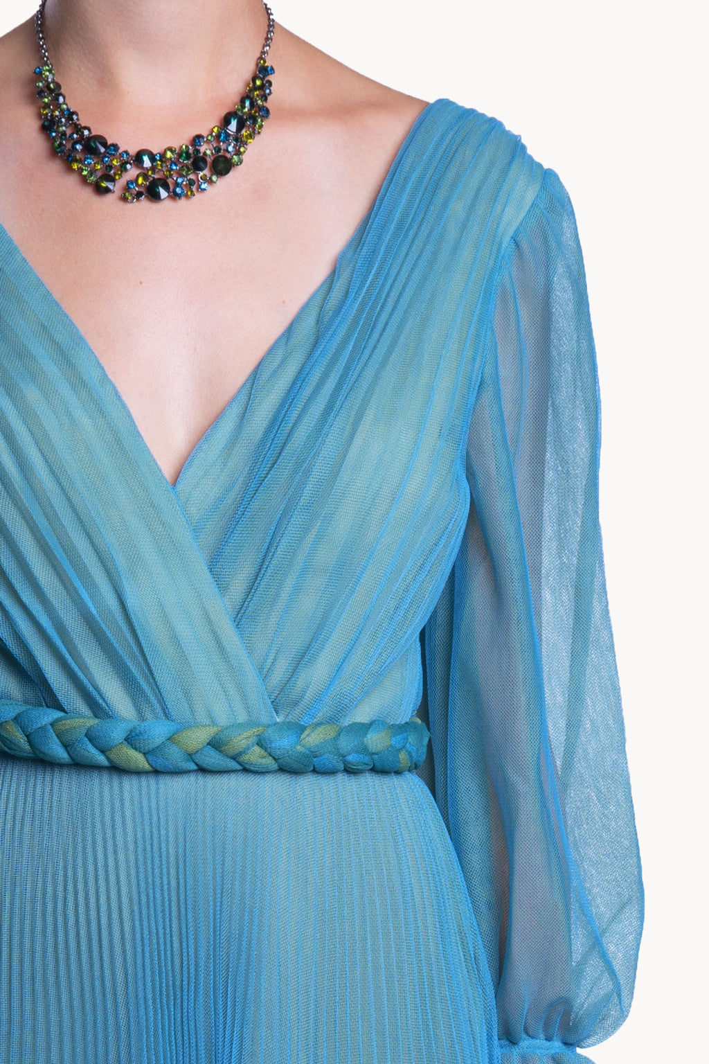 Abito maxi in tulle plissettato