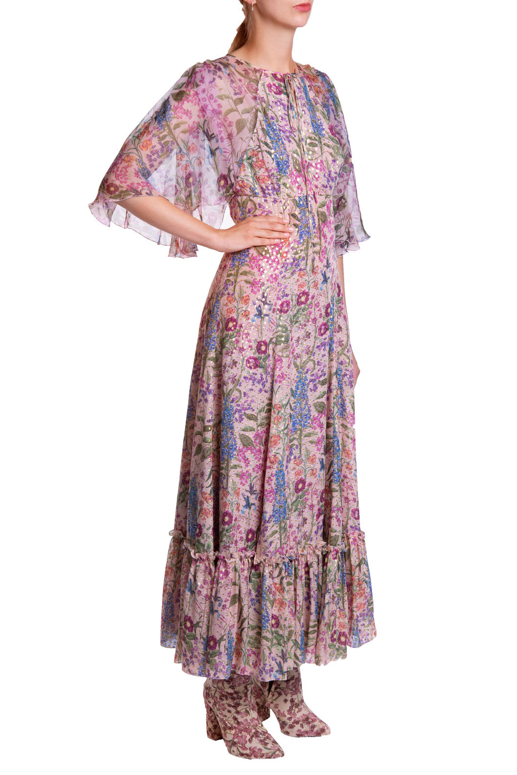 Fil-Coupè Floral Printed  Dress