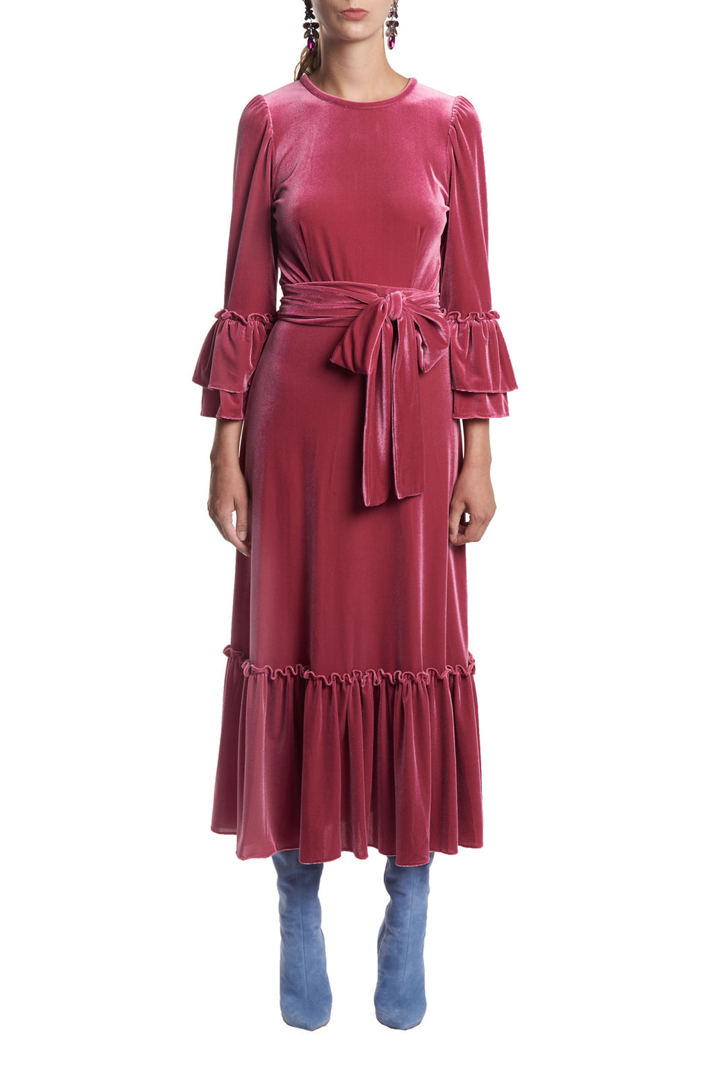 Abito midi in velluto elasticizzato