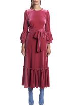 Abito midi in velluto elasticizzato