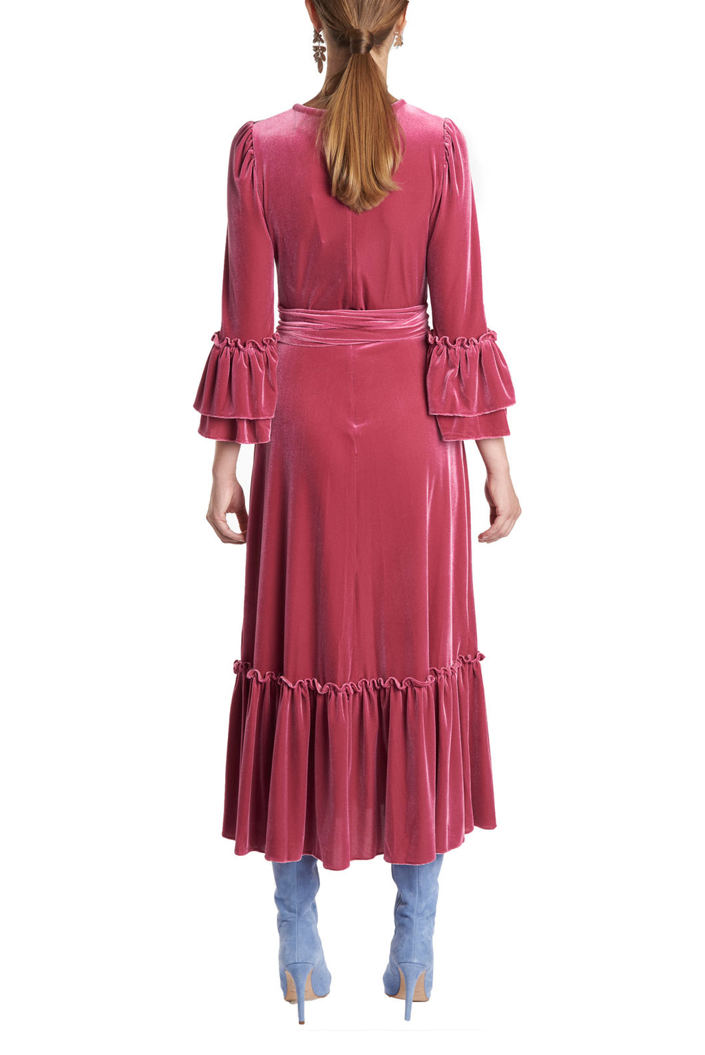 Abito midi in velluto elasticizzato