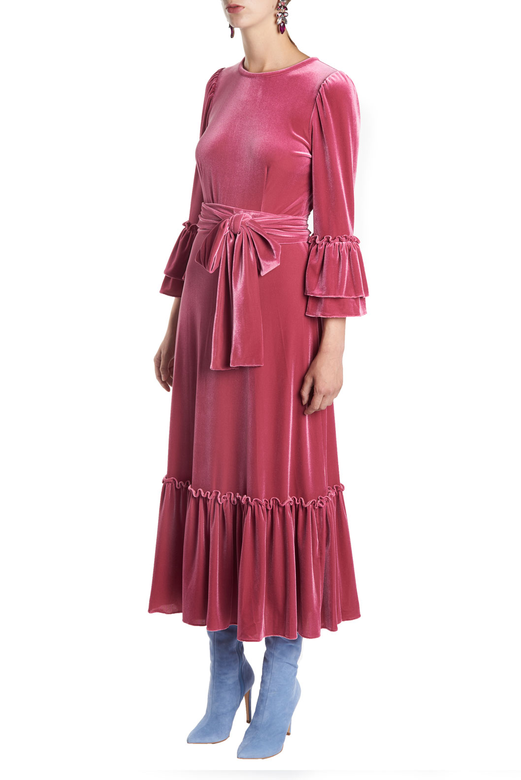 Abito midi in velluto elasticizzato