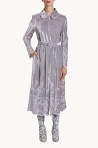 Velvet Chemisier Embroidered Dress