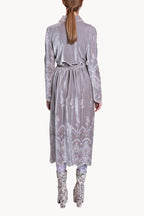 Velvet Chemisier Embroidered Dress