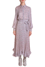 Gonna plissettata in chiffon di seta stampato