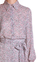 Blusa in georgette con stampa di piccoli fiori