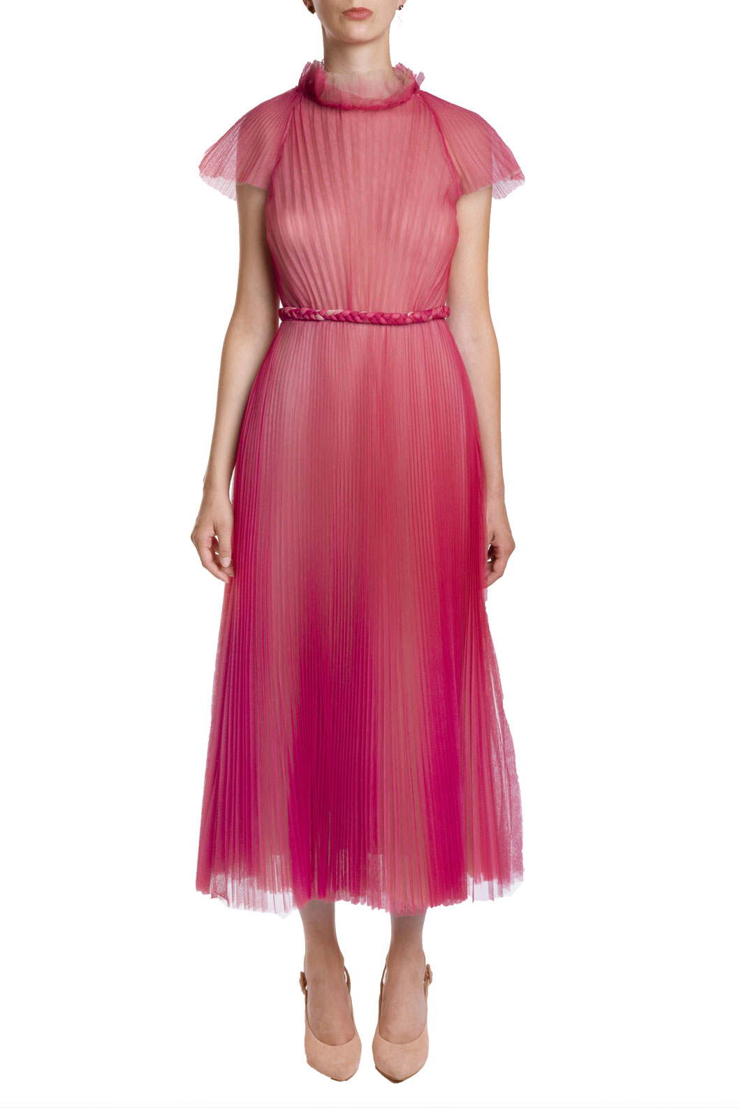 Abito midi in tulle plissettato