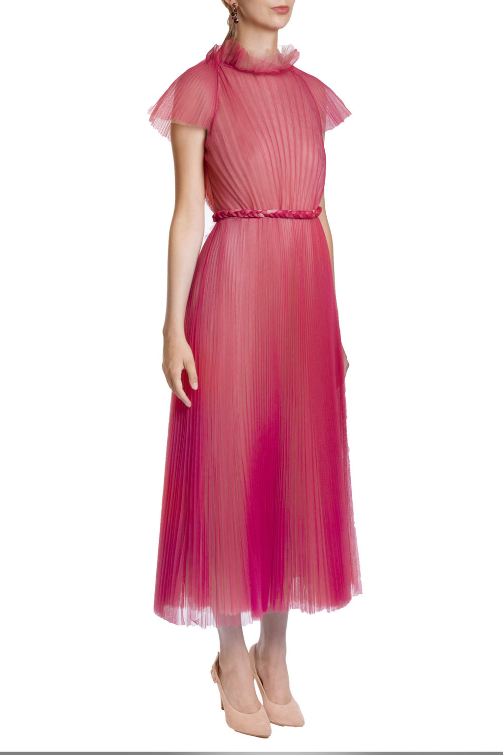 Abito midi in tulle plissettato