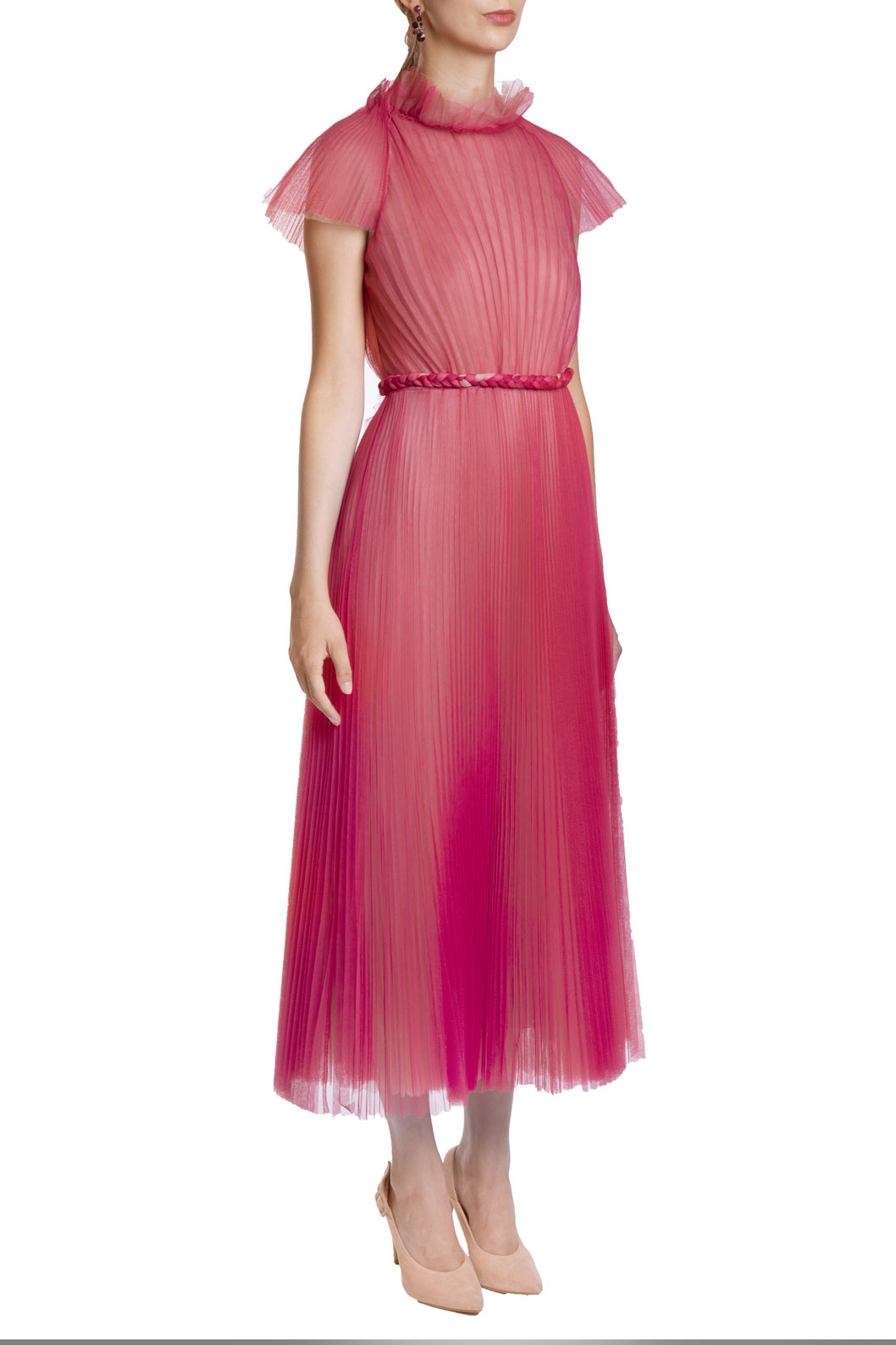 Abito midi in tulle plissettato