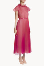 Pleated Tulle Midi Dress