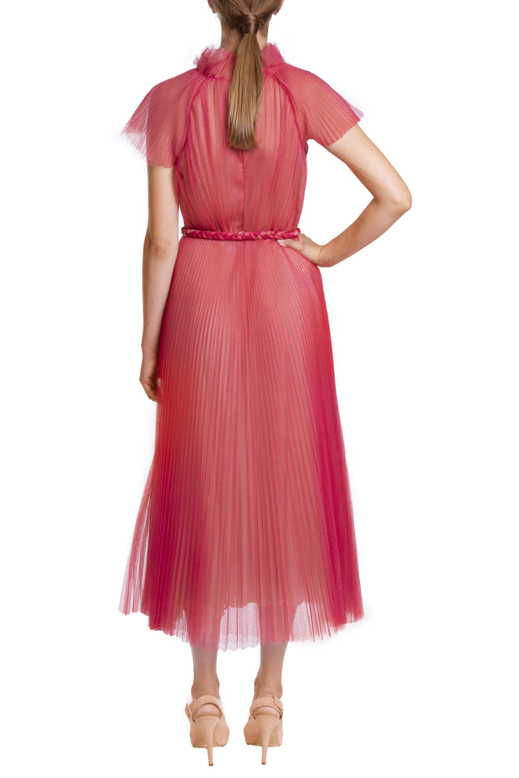 Abito midi in tulle plissettato