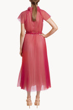 Pleated Tulle Midi Dress