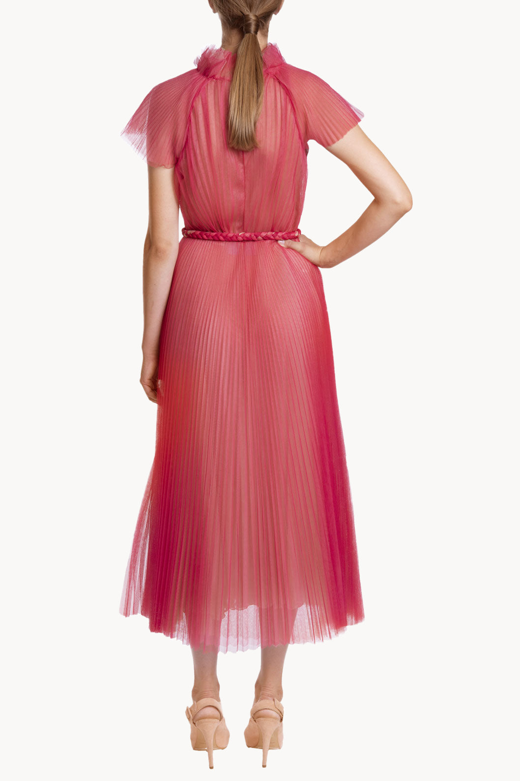 Pleated Tulle Midi Dress