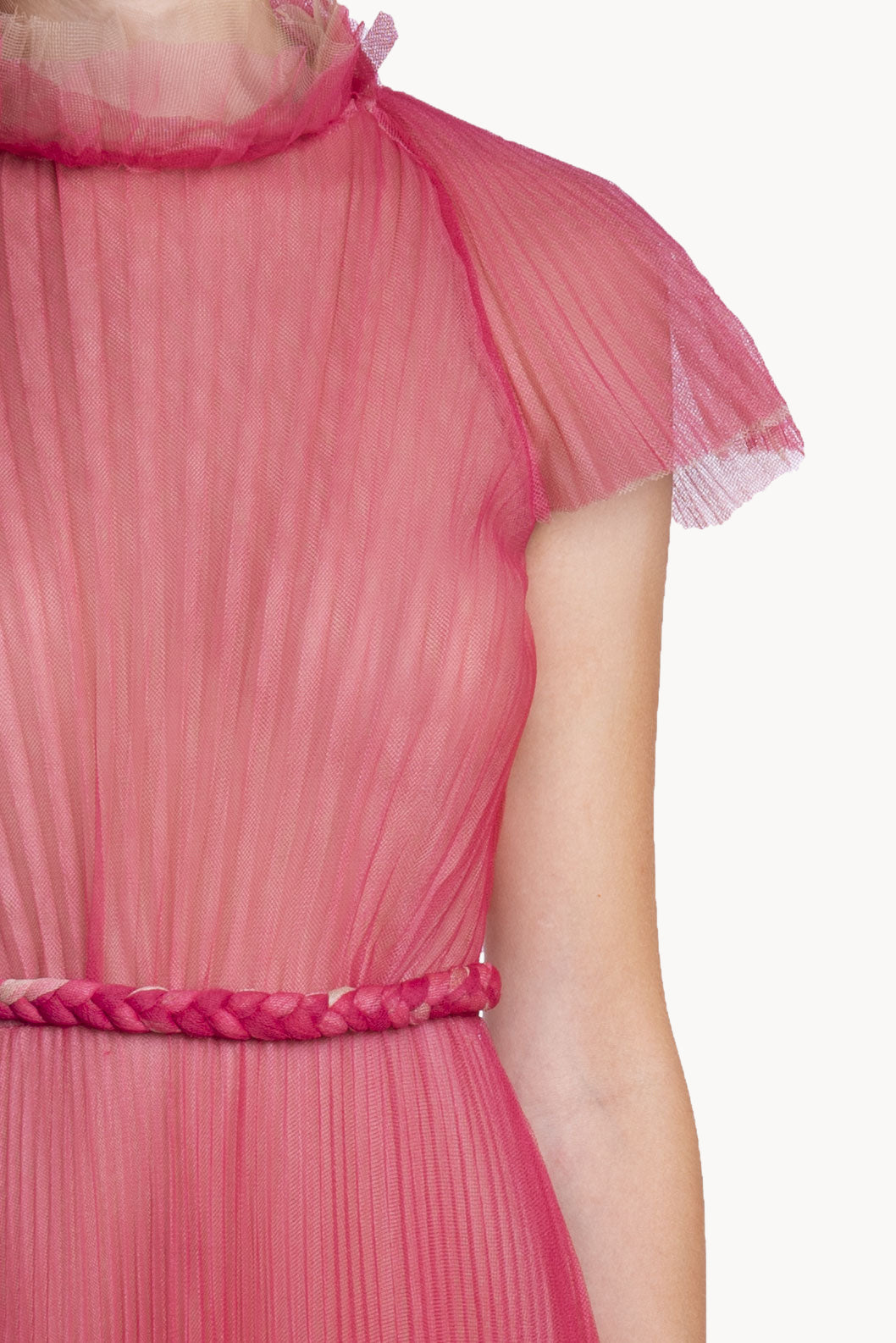 Pleated Tulle Midi Dress