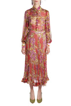 Blusa in chiffon di seta con stampa floreale