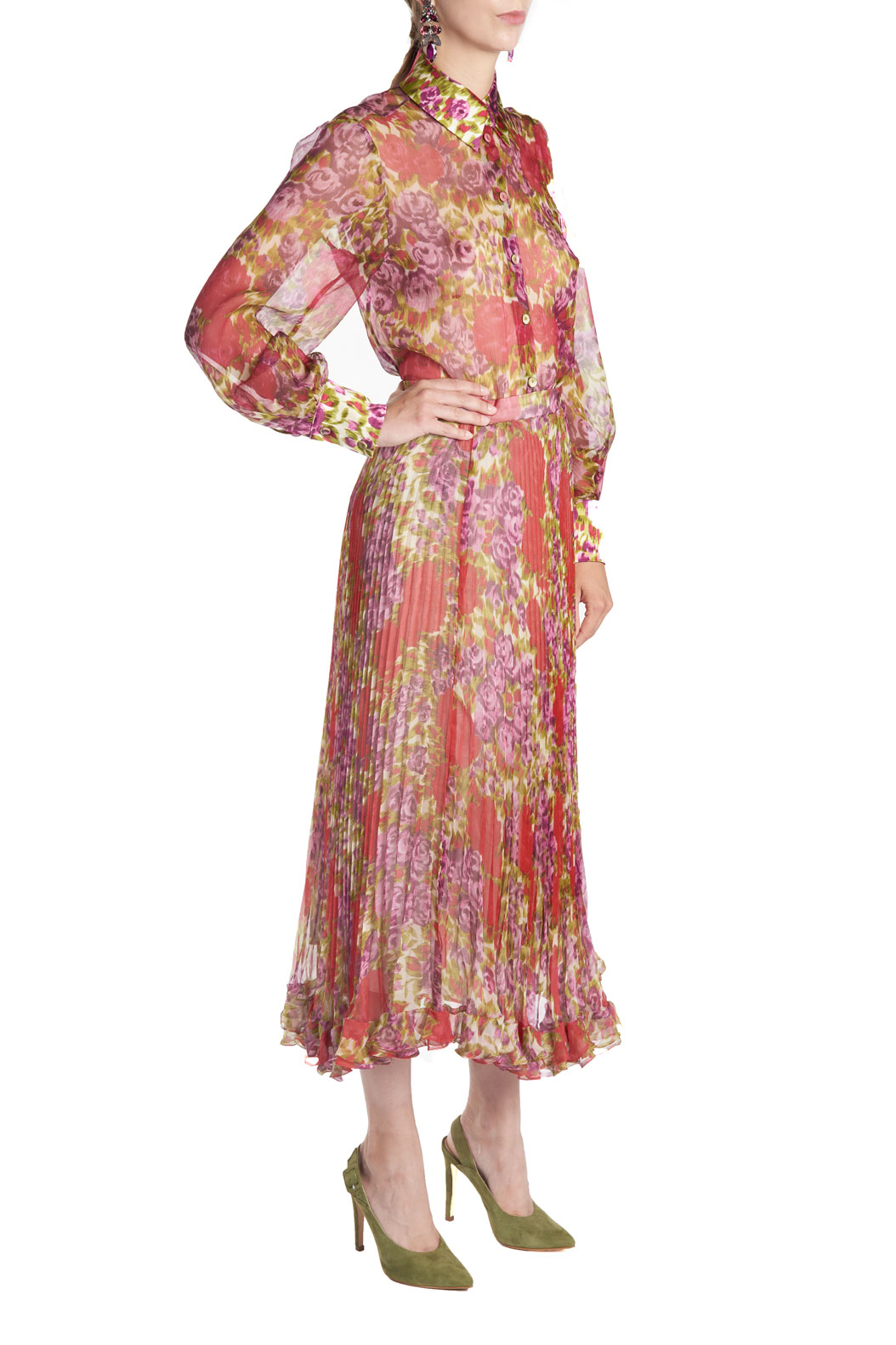 Blusa in chiffon di seta con stampa floreale