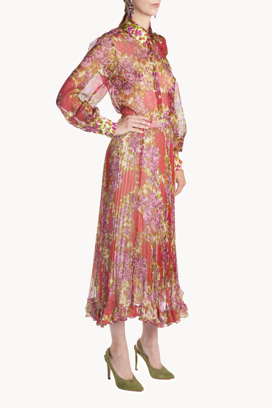 Blusa in chiffon di seta con stampa floreale