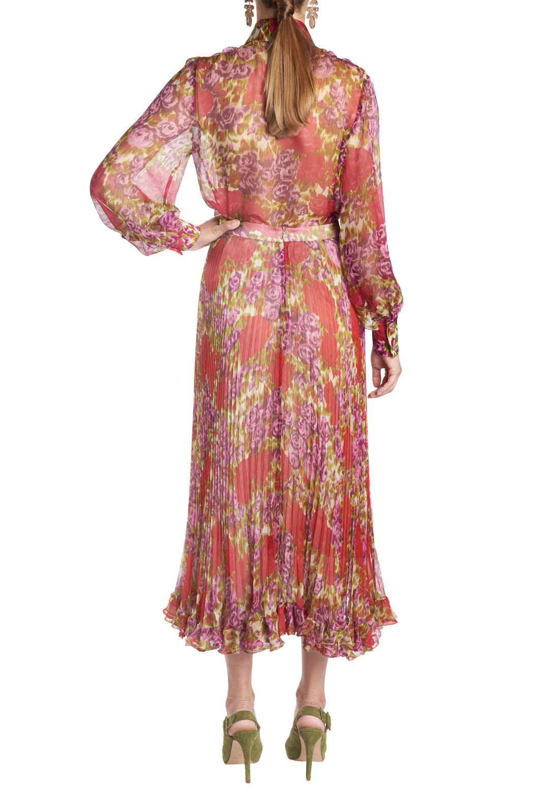Blusa in chiffon di seta con stampa floreale
