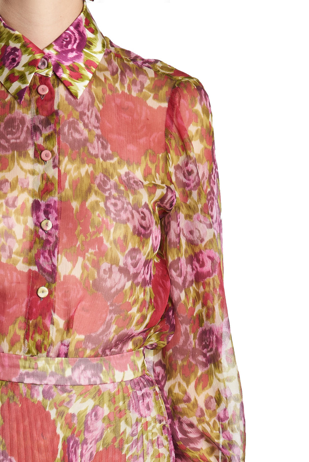 Blusa in chiffon di seta con stampa floreale