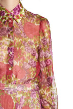 Blusa in chiffon di seta con stampa floreale