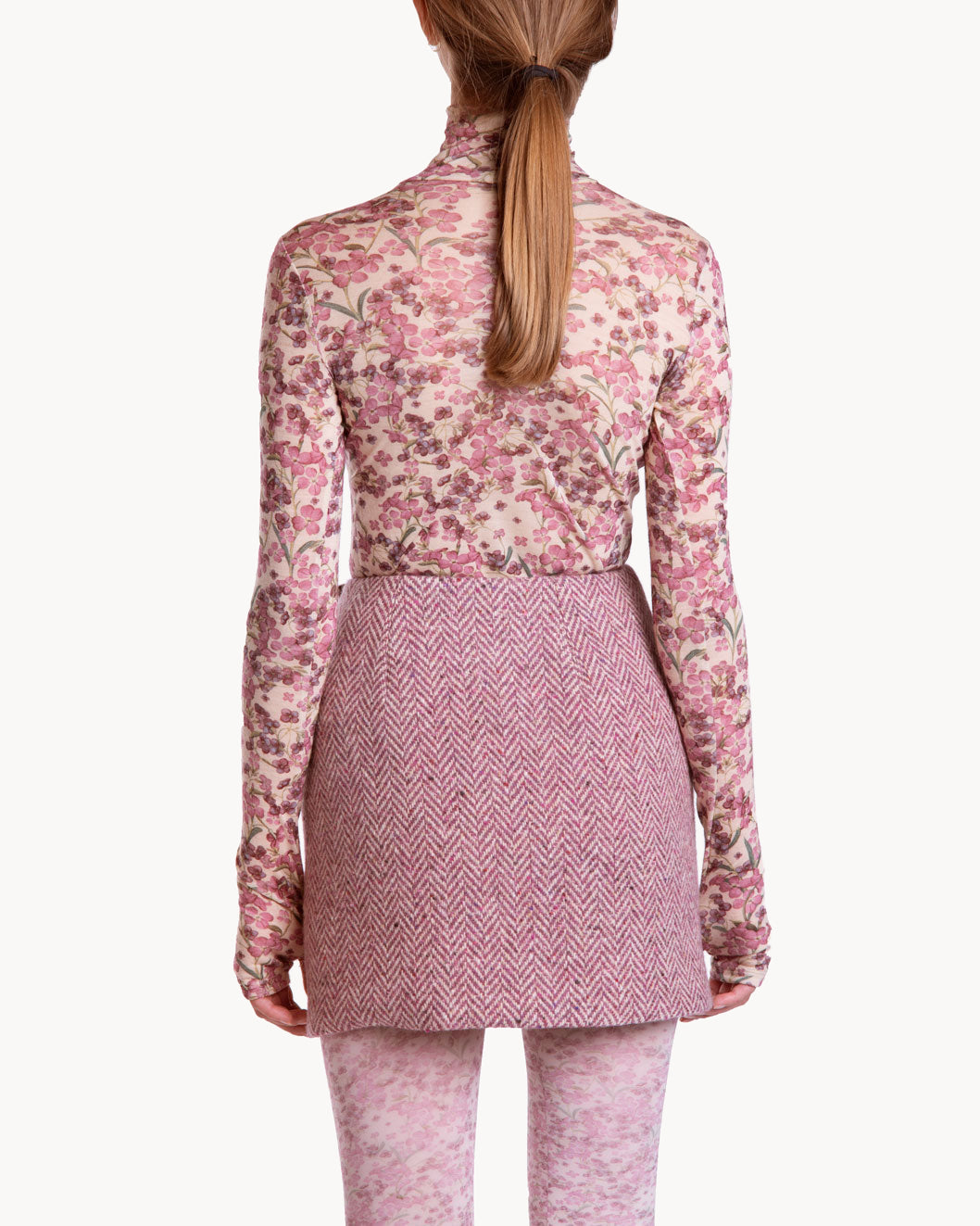 Dolcevita in jersey di lana e seta rosa
