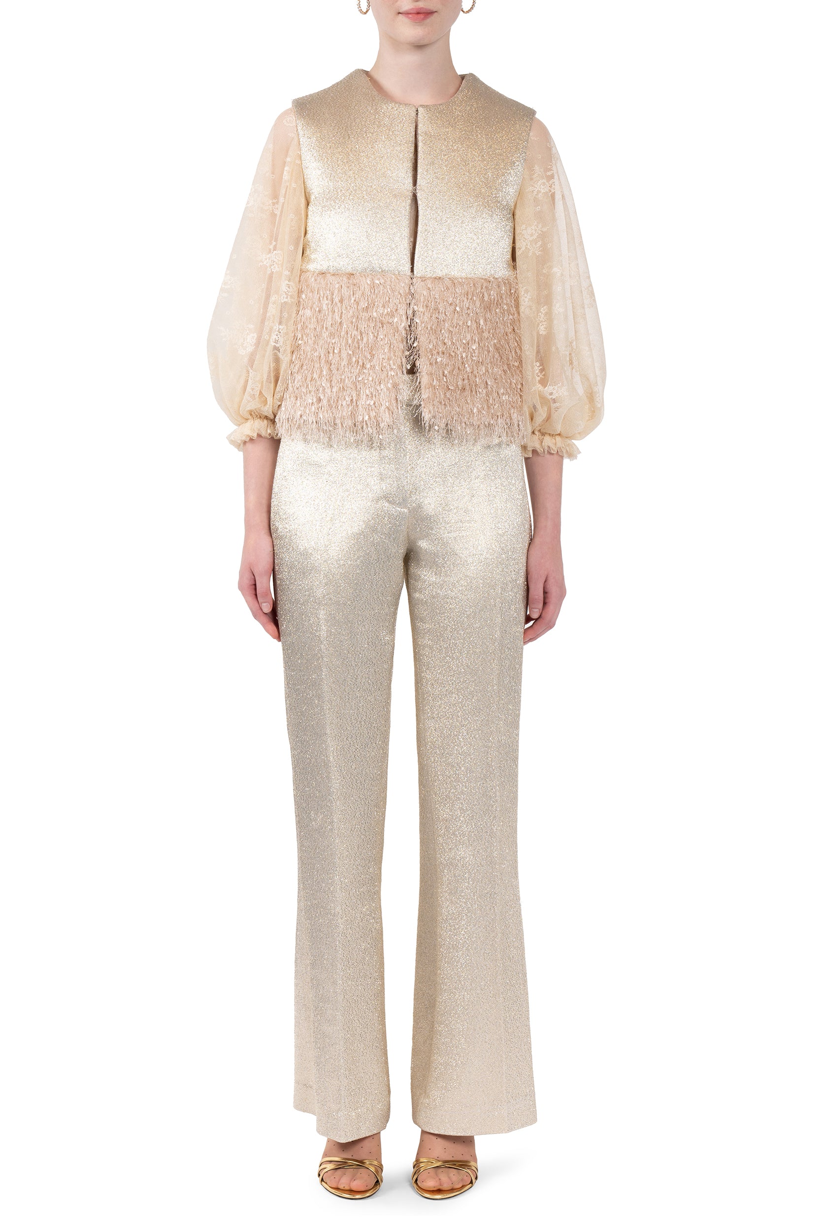Gilet imbottito in lana lurex