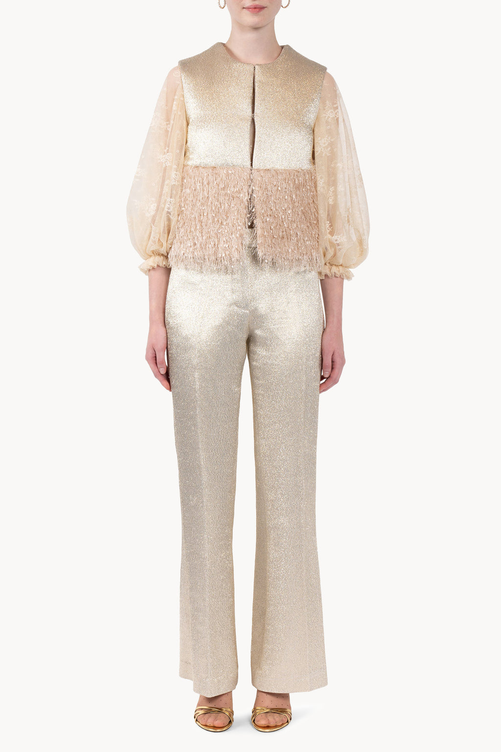 Gilet imbottito in lana lurex