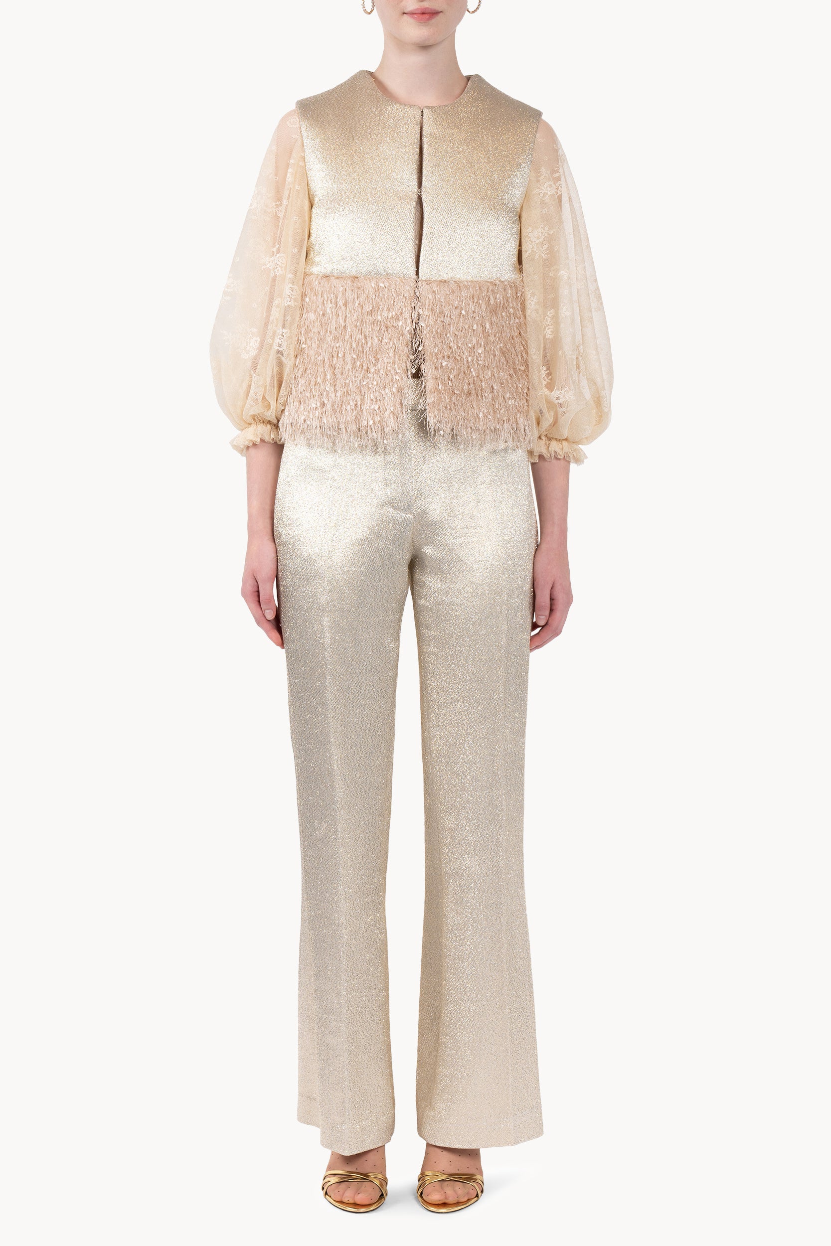 Gilet imbottito in lana lurex