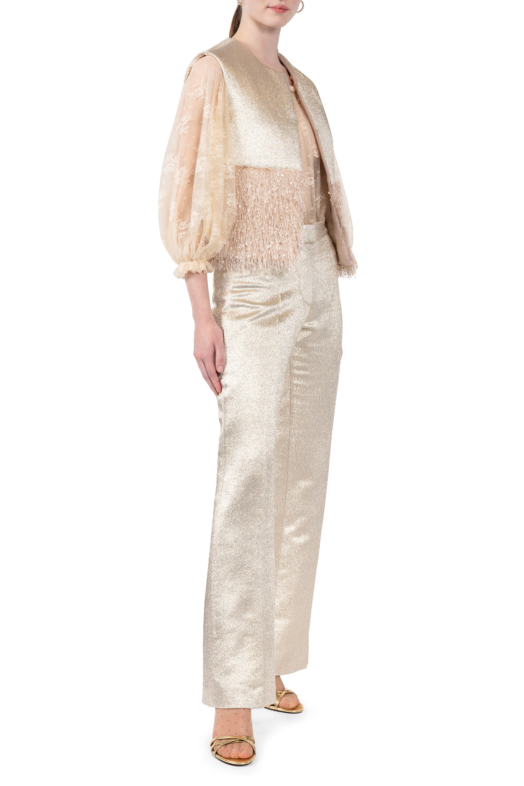 Gilet imbottito in lana lurex