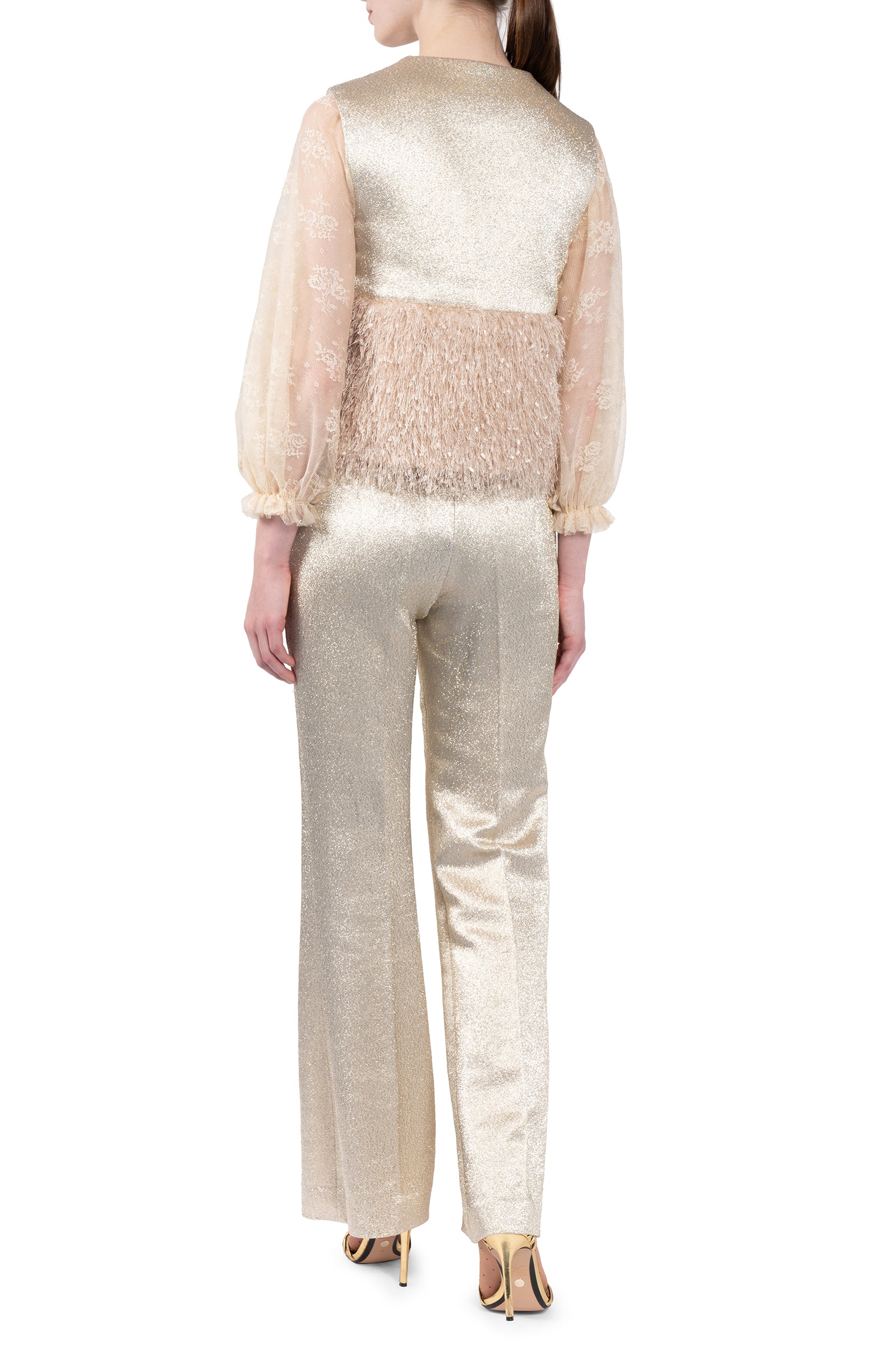 Gilet imbottito in lana lurex
