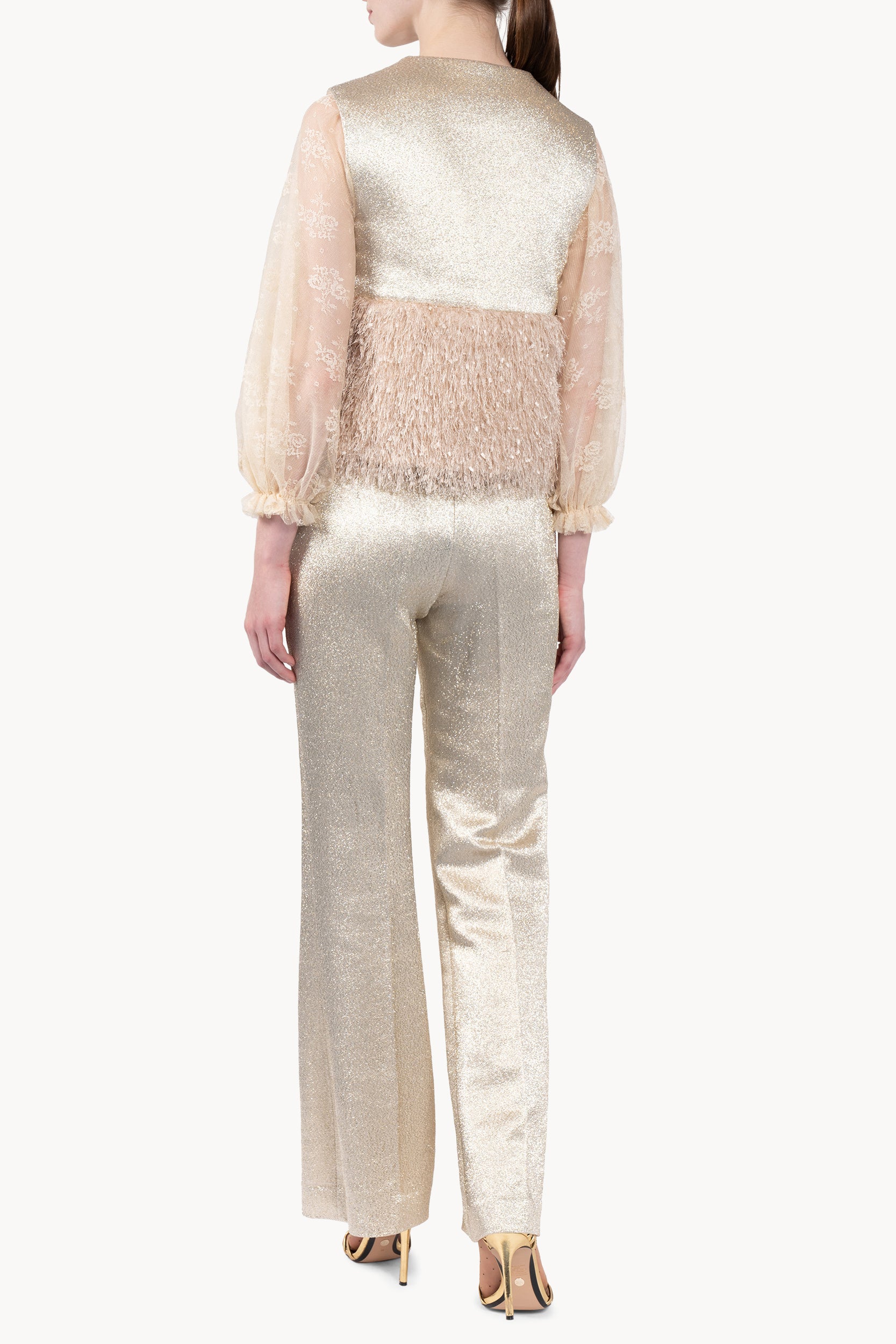 Gilet imbottito in lana lurex