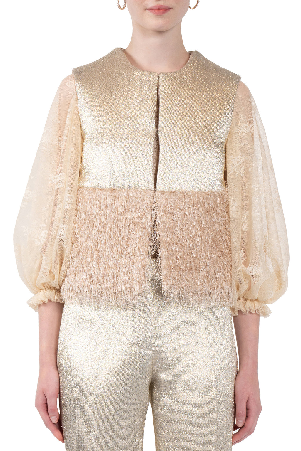 Gilet imbottito in lana lurex