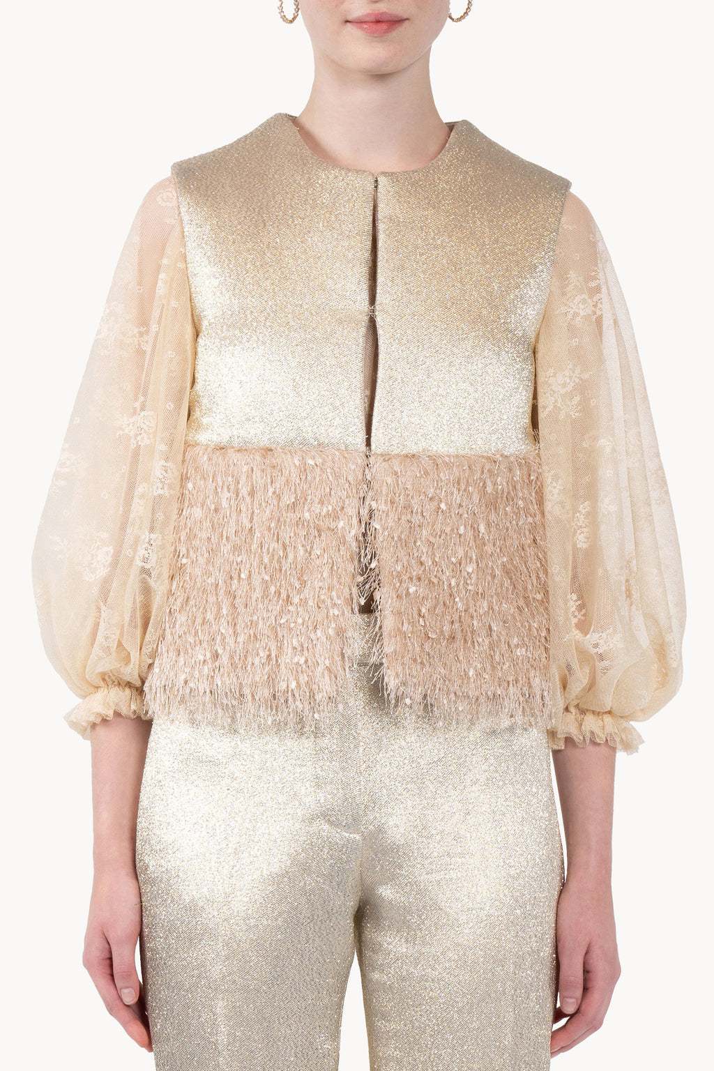 Gilet imbottito in lana lurex