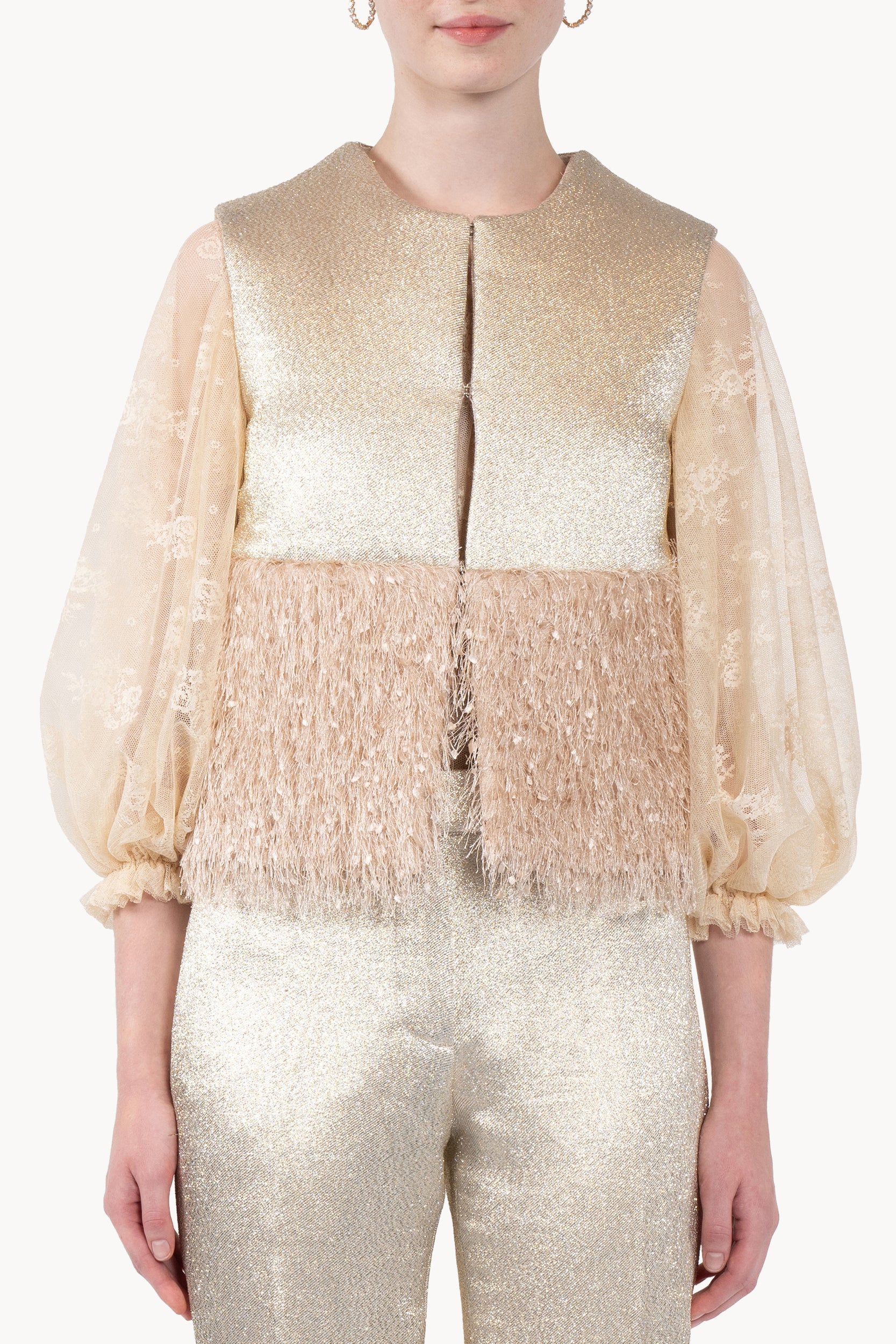 Gilet imbottito in lana lurex