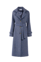 Long Herringbone Tweed Coat