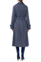 Long Herringbone Tweed Coat