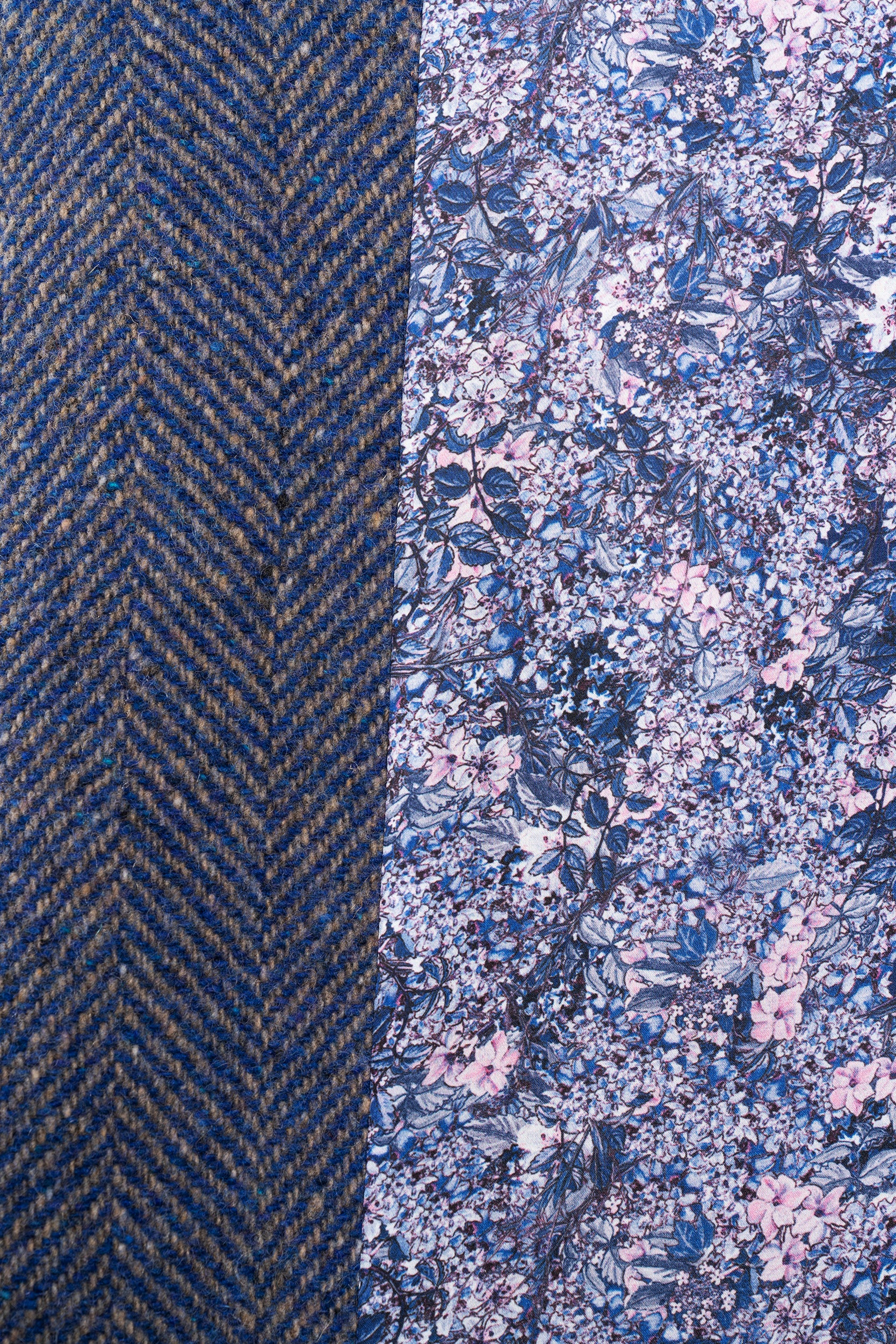 Long Herringbone Tweed Coat