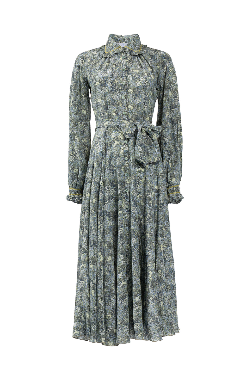 Vestito chemisier in crepe de chine con micro fiori