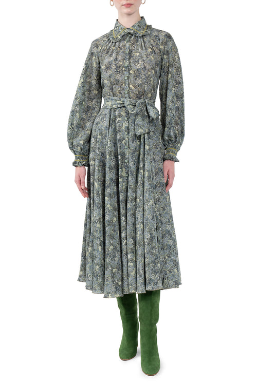 Chemisier Crepe de chine micro flower dress