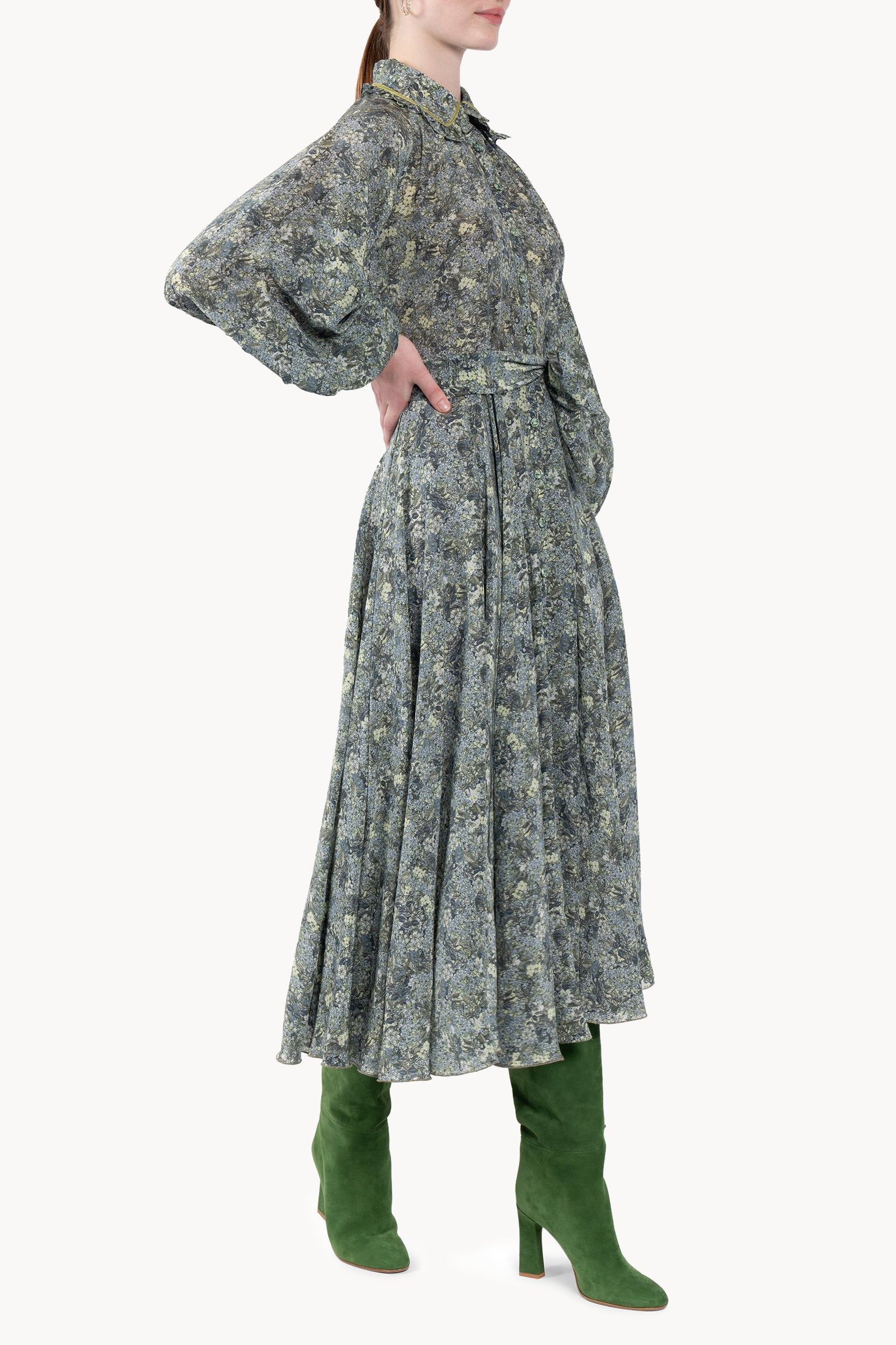 Chemisier Crepe de chine micro flower dress