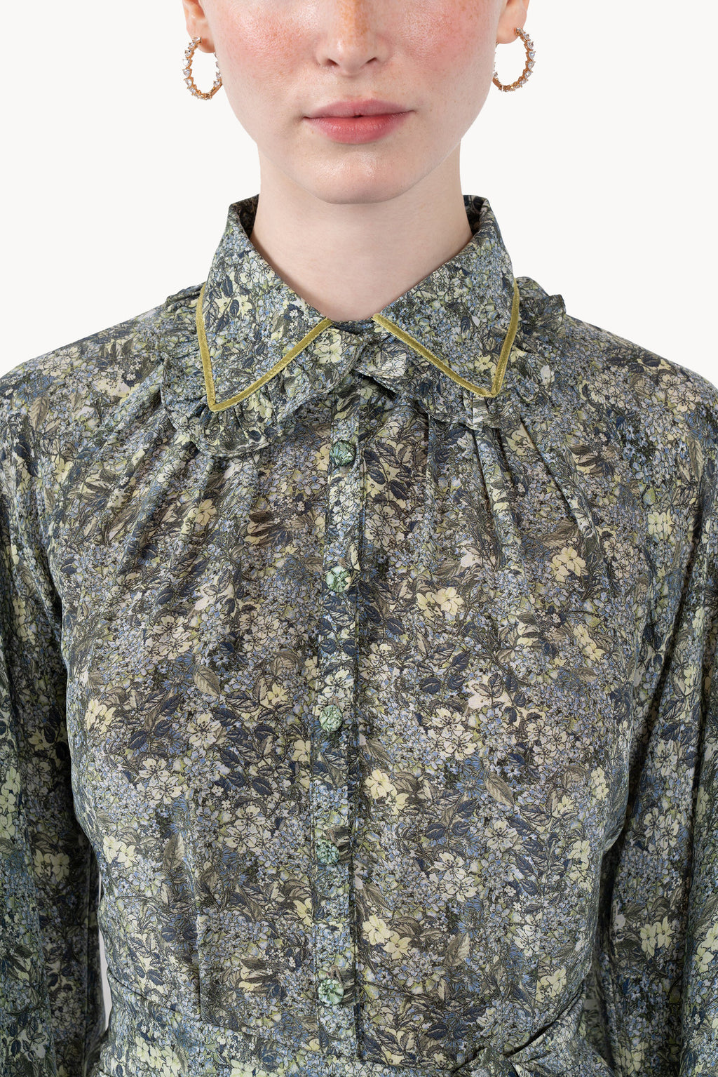 Chemisier Crepe de chine micro flower dress