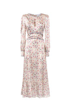 Wild roses cream printed satin dress